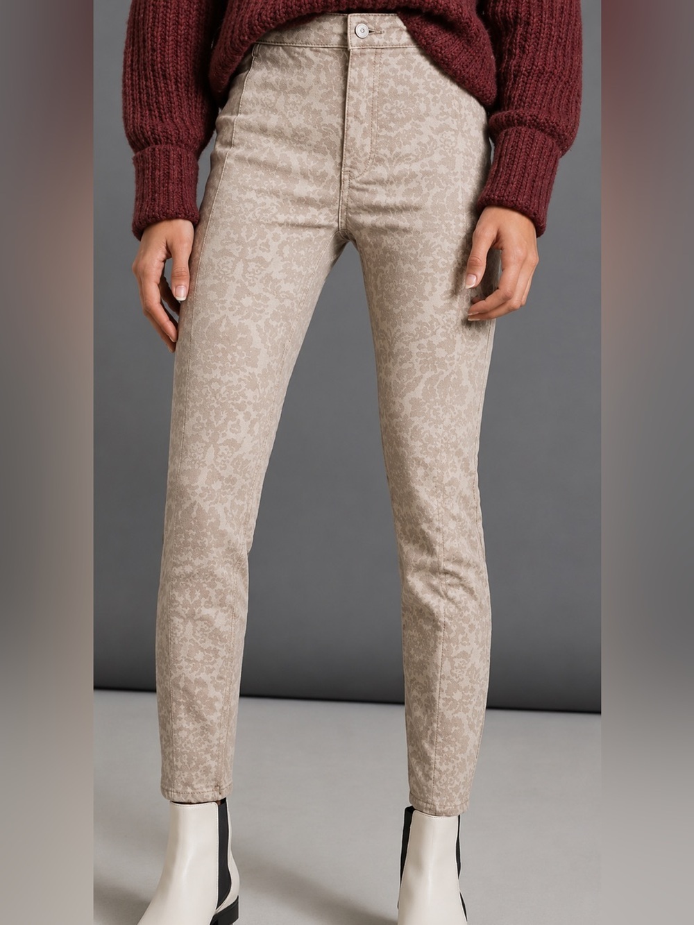 Pilcro beige damask high rise denim leggings, size 28